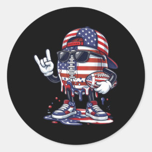Football Drip Amerikanische Flagge Für Jungen Juge Runder Aufkleber