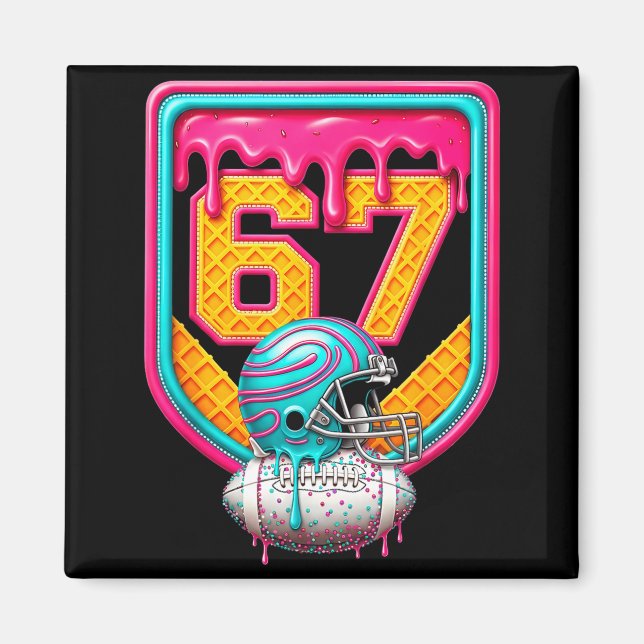Football Drip Number 67 Football Player  Magnet (Vorne)