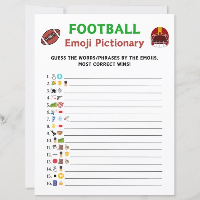 Football Emoji Pictionary Game (Vorderseite)