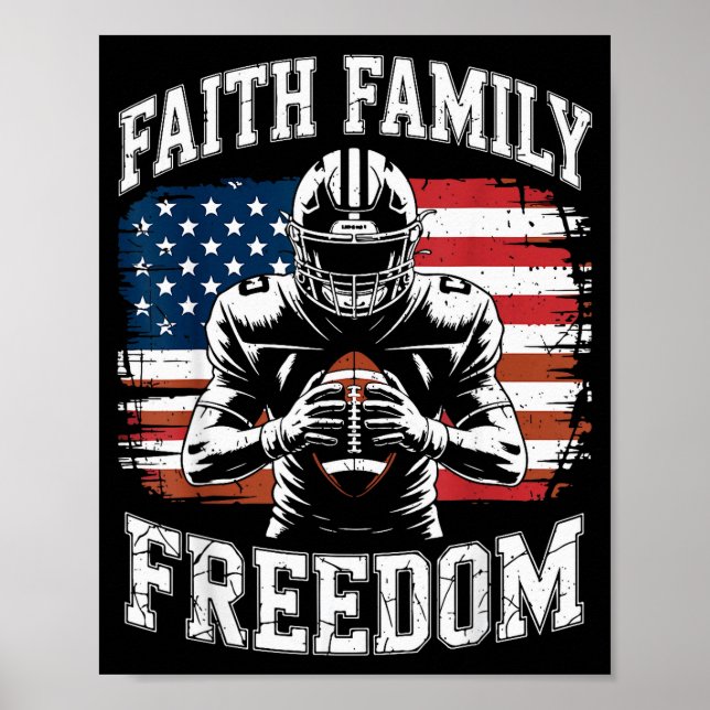 Football Faith Family Dom Patriotic Christian Foot Poster (Vorne)