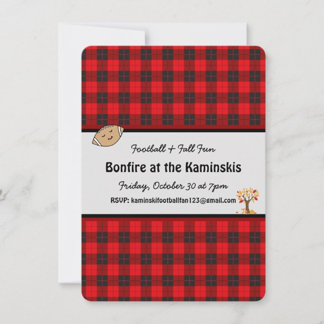 Football Fall Fun Bonfire Anpassbare Einladung (Vorderseite)