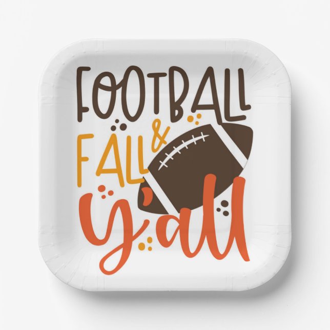 Football Fall & Y'all Pappteller (Vorderseite)