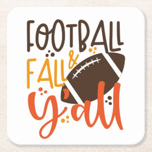 Football Fall & Y'all Rechteckiger Pappuntersetzer