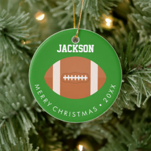 Football Fan Kids Custom Photo Christmas Keramik Ornament