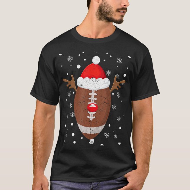 Football Fan Reindeer Antlers Christmas Xmas Elk T T-Shirt (Vorderseite)