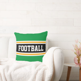 FOOTBALL Fett Bright Green Black Athletic Stripes Kissen