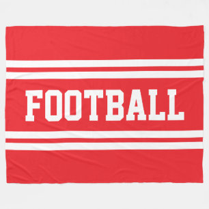 FOOTBALL Fett Bright Red White Racing Streifen Fleecedecke