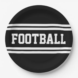 FOOTBALL Fett Schwarz-weiße sportliche Streifen Pappteller
