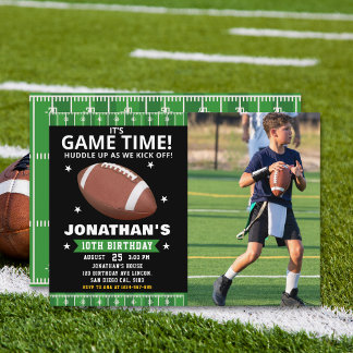  Football Field Birthday boy with Photo Einladung
