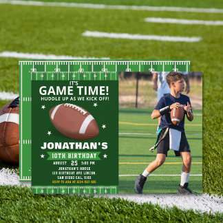  Football Field Birthday boy with Photo Einladung
