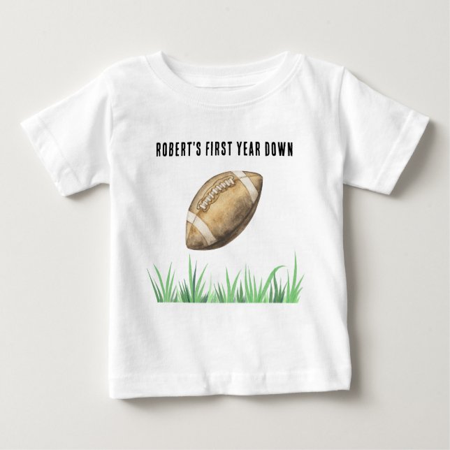 Football First Year Down Birthday Party Baby T-shirt (Vorderseite)