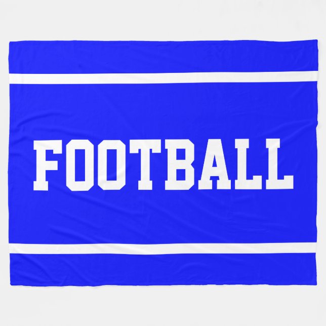 FOOTBALL Fun Bright Blue Sporty White Text Stripes Fleecedecke (Vorderseite (Horizontal))