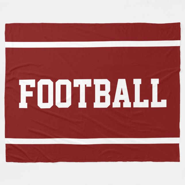FOOTBALL Fun Deep Red Sporty White Text Stripes Fleecedecke (Vorderseite (Horizontal))