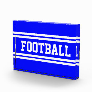 FOOTBALL Fun Fett Bright Blue White Racing Streife Fotoblock