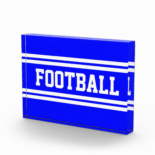 FOOTBALL Fun Fett Bright Blue White Racing Streife Fotoblock (Rechts)