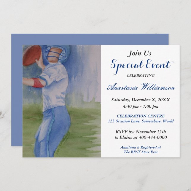 FOOTBALL FUN KÜNSTLERISCHE EREIGNIS EINLADUNG (Vorne/Hinten)