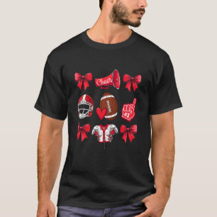 Football Game Coquette Bow Mama Cheerleader W T-Shirt