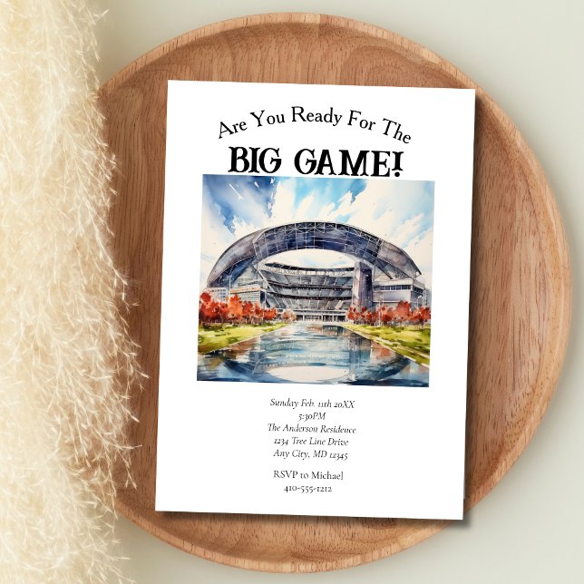 Football Game Day Big Game Party Einladung (Football game, Superbowl Big Game Day invitation)