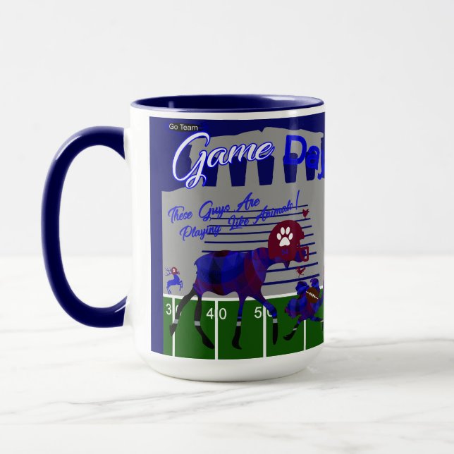 Football Game Day Moose & Ostrich Tasse (Links)