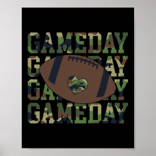 Football Gameday Game Day Camouflage Flag Patrioti Poster