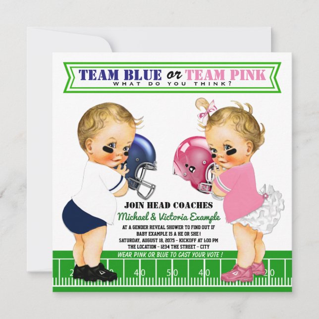 Football Gender Reveal Baby Shower Einladungen (Vorderseite)