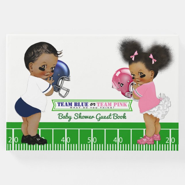 Football Gender Reveal Baby Shower Gästebuch (Vorderseite)