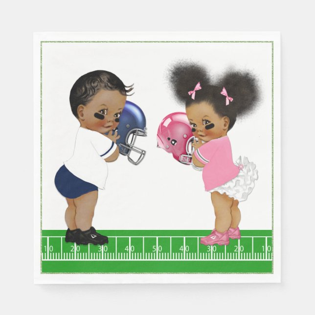 Football Gender Reveal Baby Shower Paper Napkin Serviette (Vorderseite)