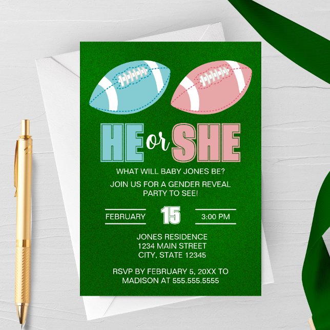 Football Gender Reveal Invitation Einladung (Von Creator hochgeladen)