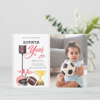 Football Girl Erstgeburt Einladungs-Card-Foto Einladung