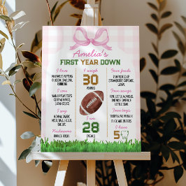 Football Girl First Birthday Milestone Poster