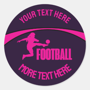 Football Girl Player, Team, Geburtstagsgeschenk Runder Aufkleber