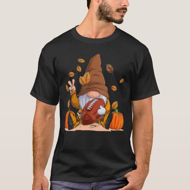 Football Gnome Thanksgiving Autumn Fall Season Boy T-Shirt (Vorderseite)
