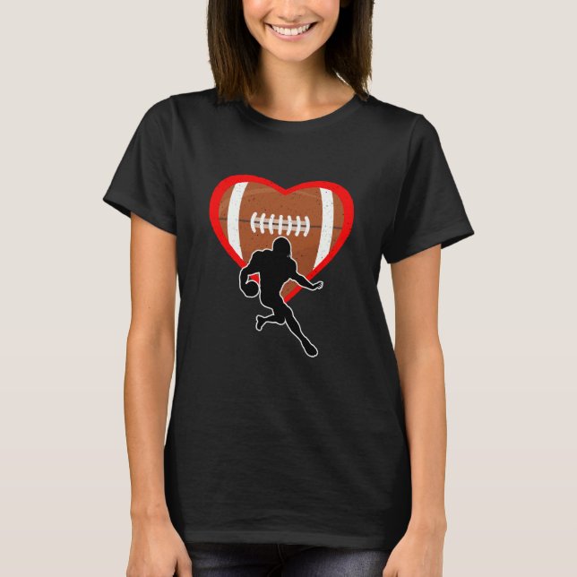 Football Heart Sport Love Anti Valentines Day T-Shirt (Vorderseite)
