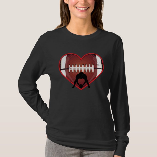 Football Heart Valentine's Day Football  Mens Wome T-Shirt (Vorderseite)