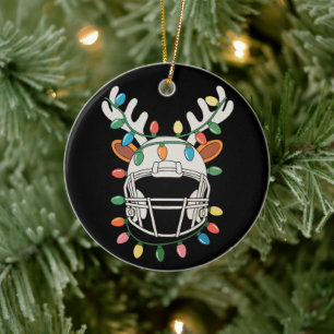 Football-Helm Weihnachtsbeleuchtung Rentiere Weihn Keramik Ornament
