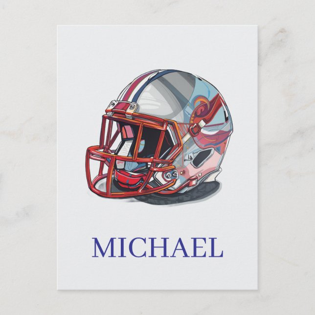 Football Helmet Pop Art Motivational Name Postkarte (Vorderseite)