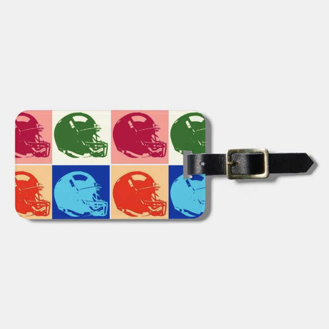 Football Helmet Pop Art Travel Gepäckstück Gepäckanhänger (Vorderseite horizontal)