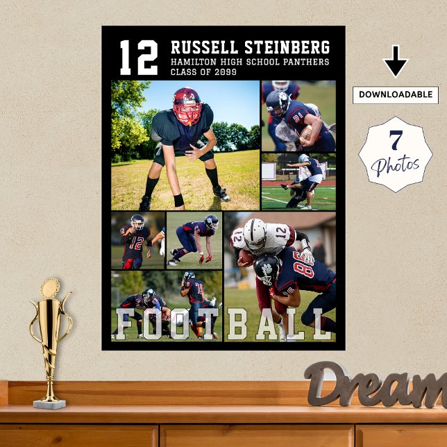Football High School Senior Night 7 Photo Collage Poster (Von Creator hochgeladen)