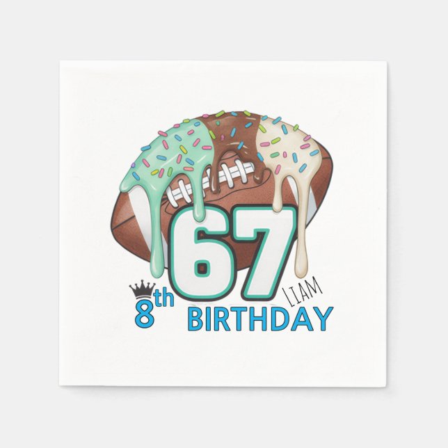 Football Ice Cream Drip Six Seven boy 8th Birthday Serviette (Vorderseite)