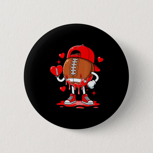 Football Ice Cream Valentine Dripng Game Day Men B Button (Vorderseite)