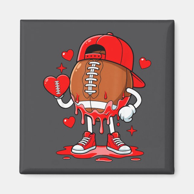 Football Ice Cream Valentine Dripng Game Day Men B Magnet (Vorne)
