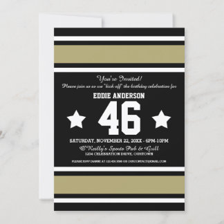 Football Jersey Black|Gold Party Einladungen