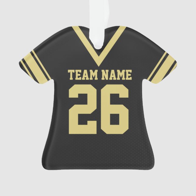 Football Jersey Black Gold Uniform Ornament (Vorderseite)