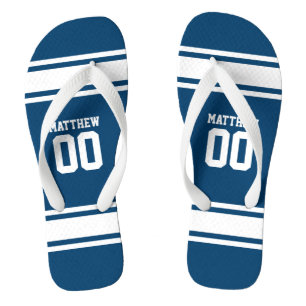 Football Jersey Blue White Personalisiert Flip Flops