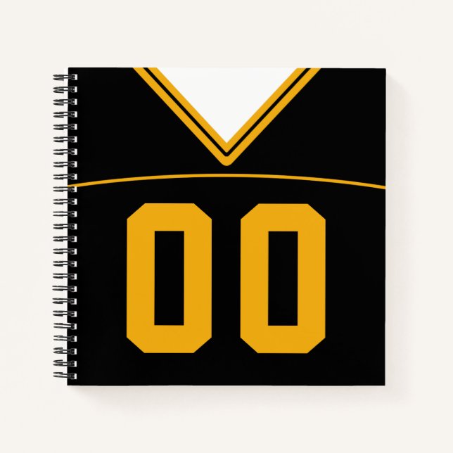Football Jersey Custom Black & Gold Notizbuch (Vorderseite)