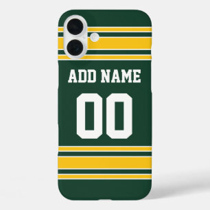 Football Jersey Green Gold Individuelle Name Numbe iPhone 16 Plus Hülle