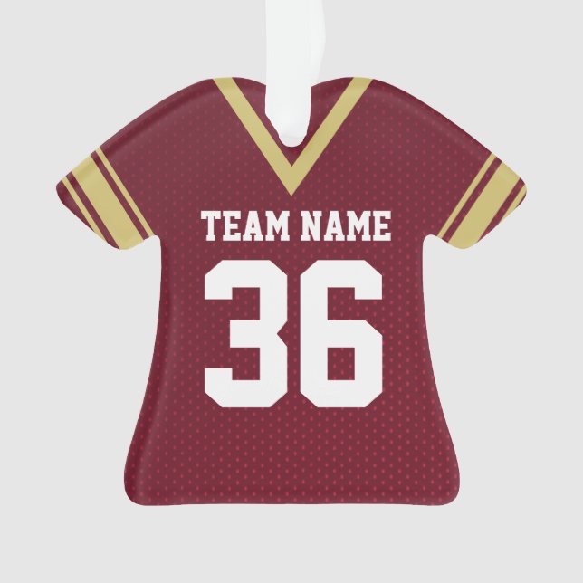 Football Jersey Maroon Uniform mit Nummer Ornament (Vorderseite)