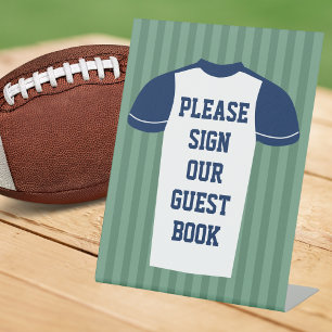 Football Jersey Sports Game Day Hochzeitsbuch Sockelschild