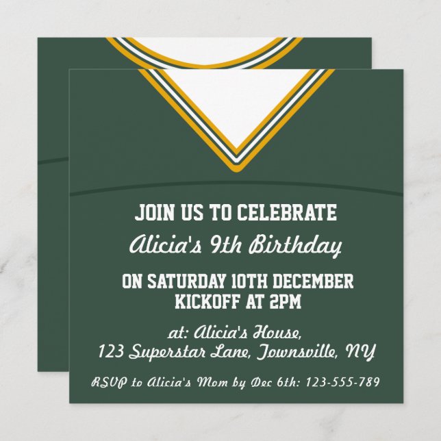 Football Jersey Themed Party Einladendes Template, Einladung (Vorne/Hinten)