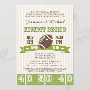 FOOTBALL KICKOFF COUPLES BABY SHOWER EINLADUNG